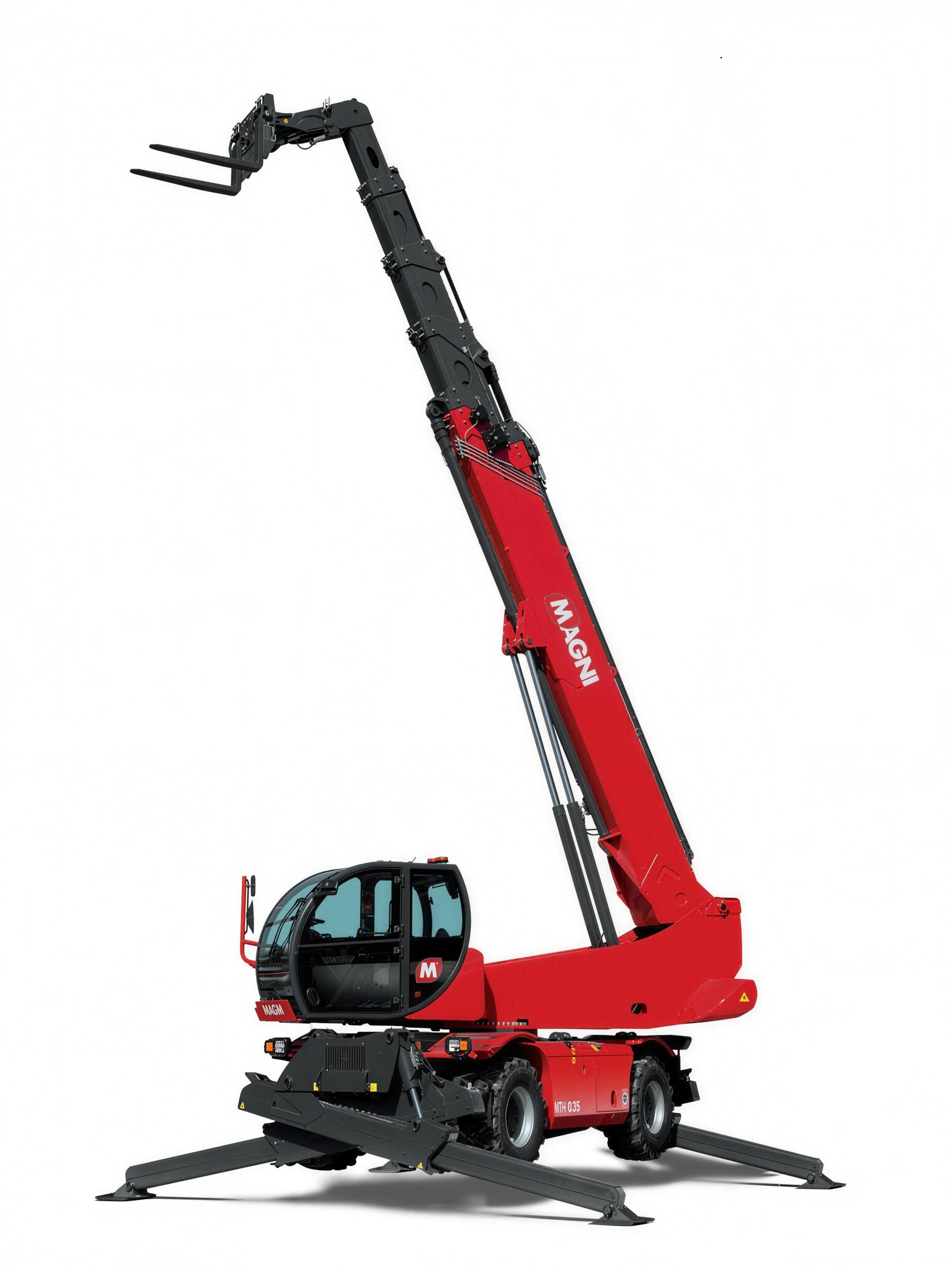 Magni RTH 8.35 roterande teleskoplastare, frilagd render.