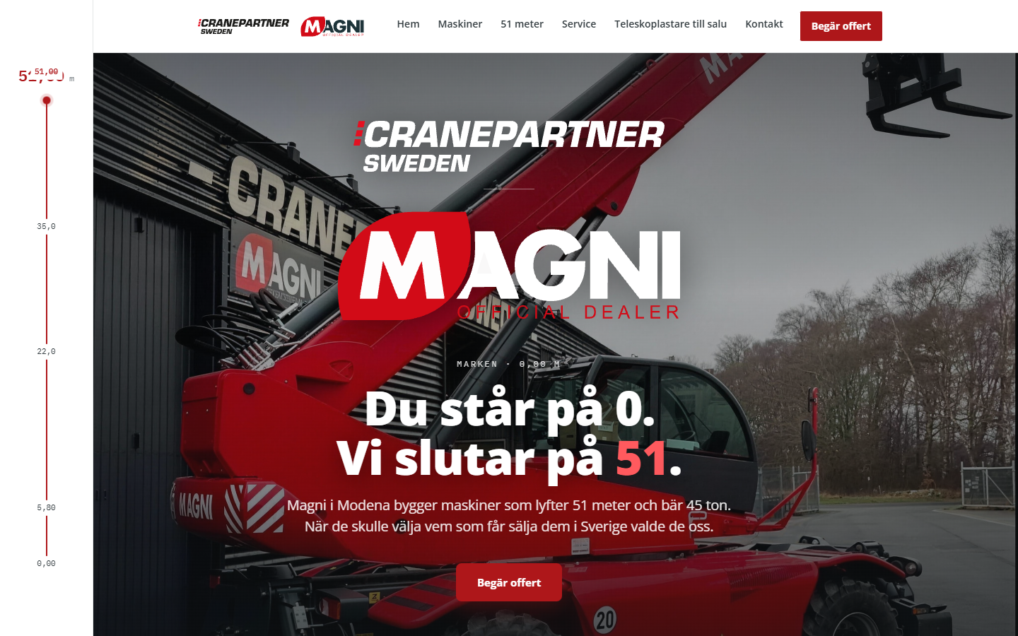 Höjdresan — vertikal 0 till 51 m, höjdmätaren tickar vid scroll