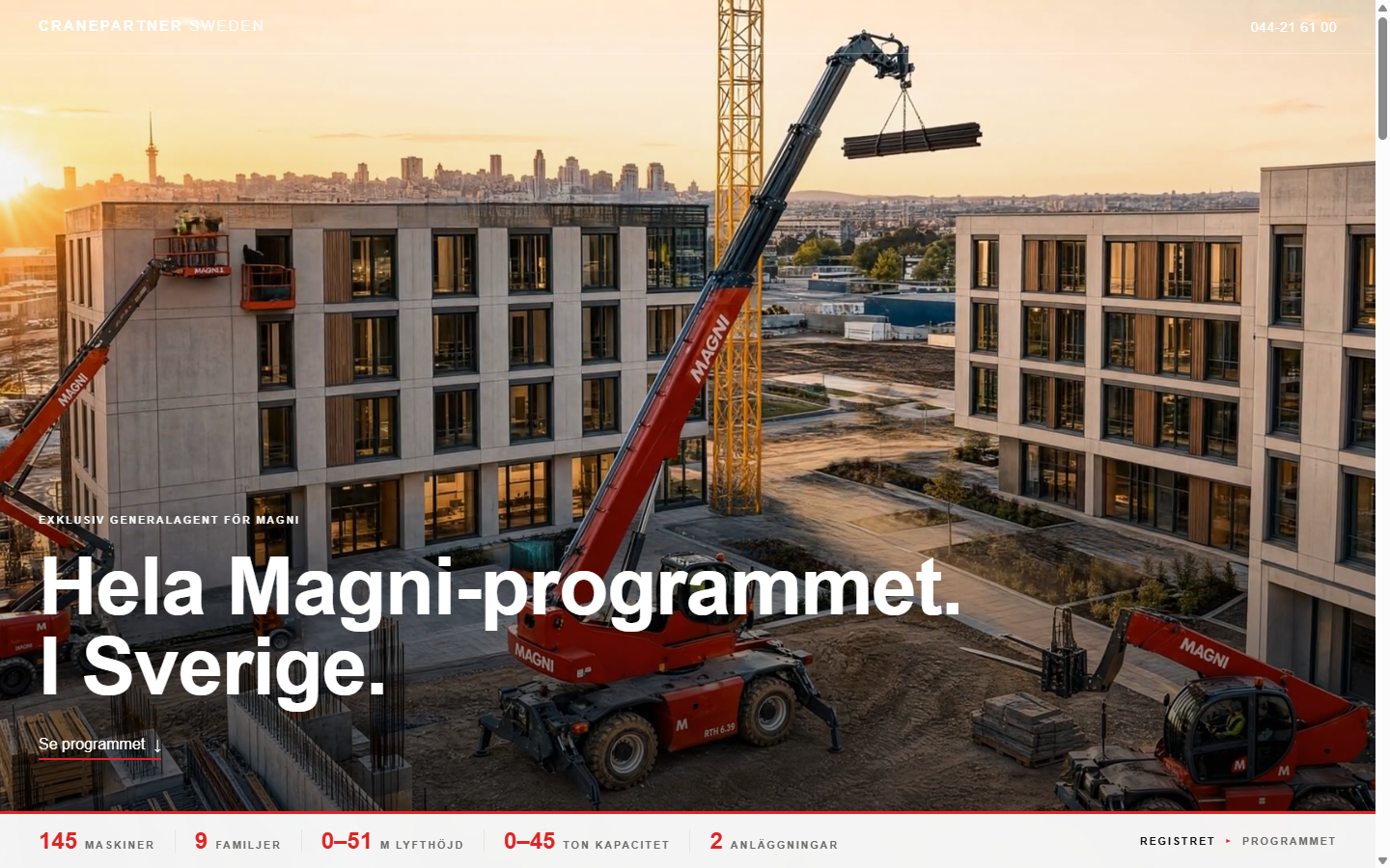 Hela programmet — registret som sajt, 145 maskiner